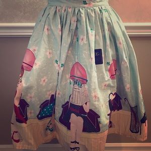 Unique Vintage gathered skirt - hair salon print